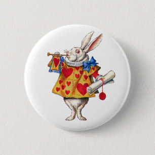 ALICE'S WHITE RABBIT IN WONDERLAND BUTTON