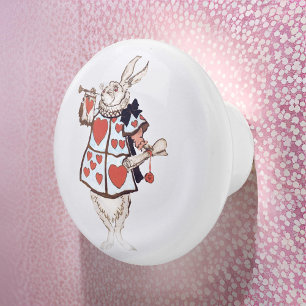 Alice's White Rabbit in Wonderland Ceramic Knob