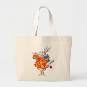 ALICE'S WHITE RABBIT LARGE TOTE BAG