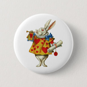 ALICE'S WHITE RABBIT PINBACK BUTTON