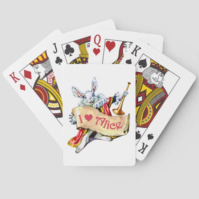 Alice's White Rabbit says, "I love Alice" Poker Cards (Back)