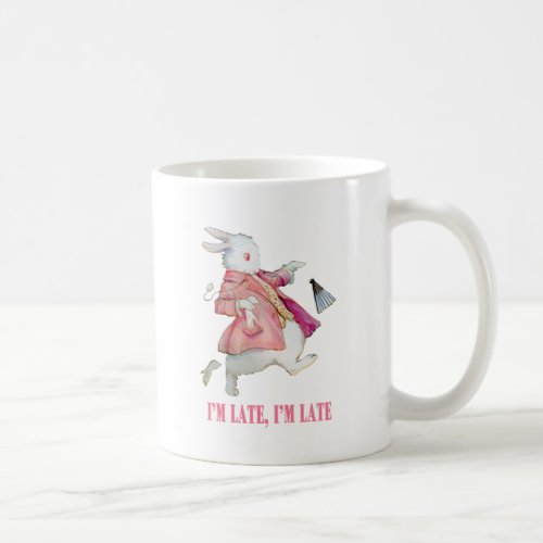 ALICES WHITE RABBIT SAYS IM LATE IM LATE COFFEE MUG