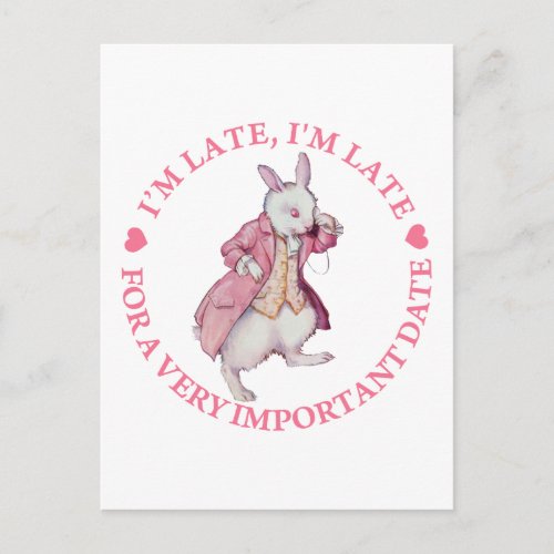 ALICES WHITE RABBIT SAYS IM LATE IM LATE POSTCARD