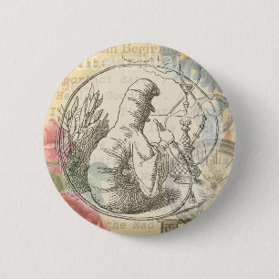 Alice's Wonderland Caterpillar: Original Tenniel  Button