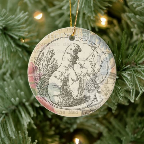 Alice's Wonderland Caterpillar: Original Tenniel  Ceramic Ornament