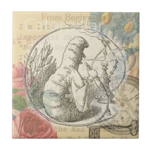 Alice's Wonderland Caterpillar: Original Tenniel  Ceramic Tile