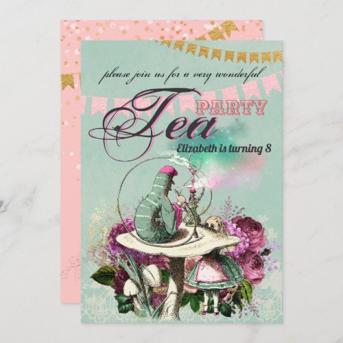 Alice's Wonderland Mad Hatter Tea Party INVITE