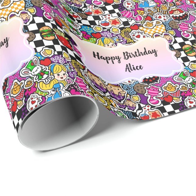 Alice's Wonderland Mad Hatter Tea Party INVITE Wrapping Paper (Roll Corner)