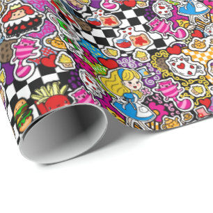 Alice's Wonderland Mad Hatter Tea Party INVITE Wrapping Paper
