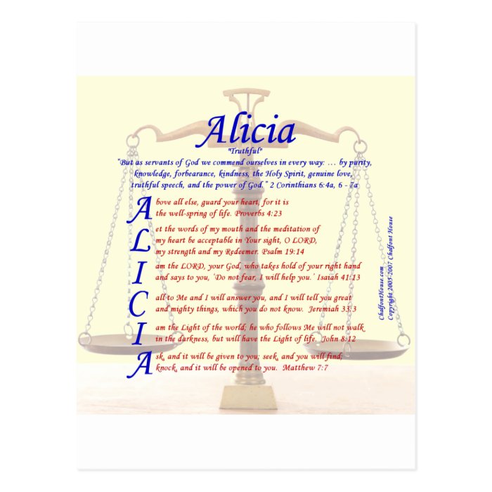 Alicia Acrostic Post Cards