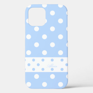 Alicia - Custom Name Polka Dots Blue iPhone case
