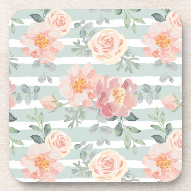 Alicia Rose Stripe Pattern Beverage Coaster (Front)