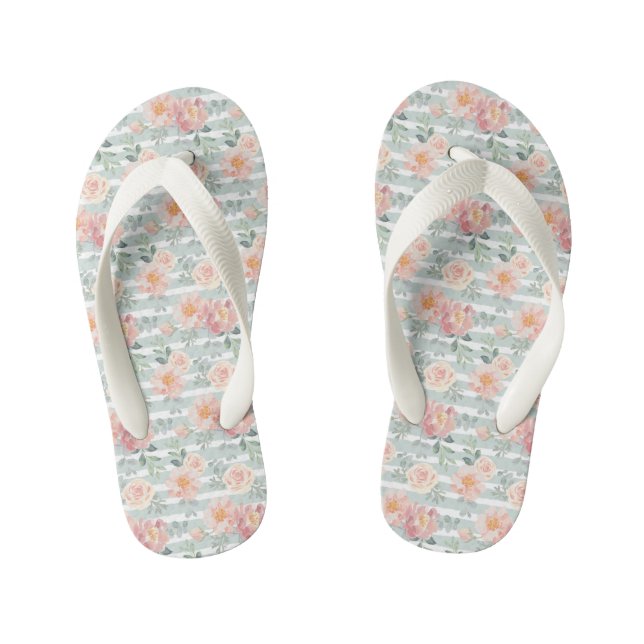 Alicia Rose Stripe Pattern Kid's Flip Flops (Footbed)