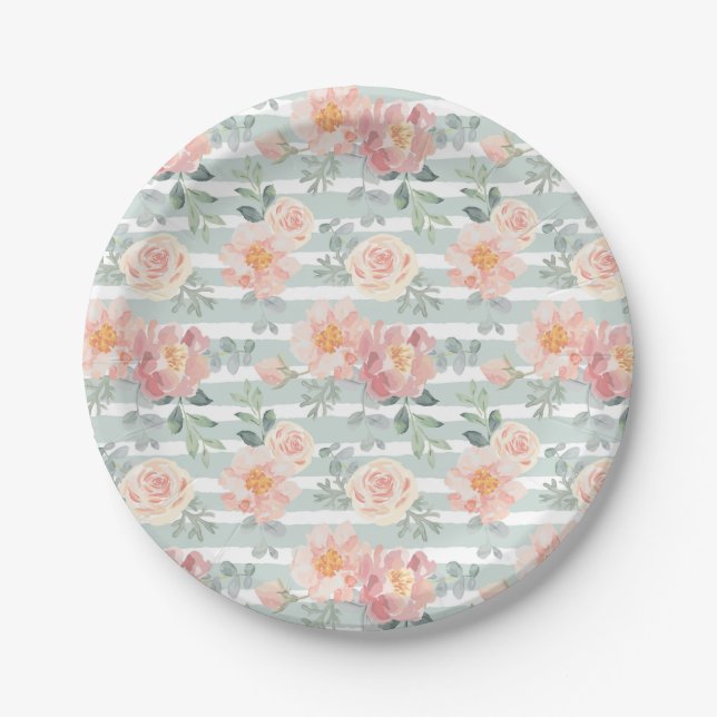 Alicia Rose Stripe Pattern Paper Plates (Front)