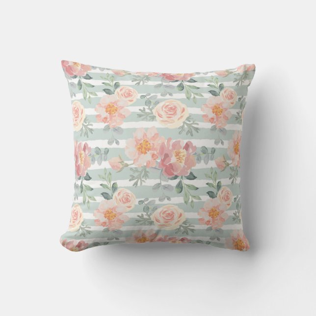 Alicia Rose Stripe Pattern Throw Pillow (Front)