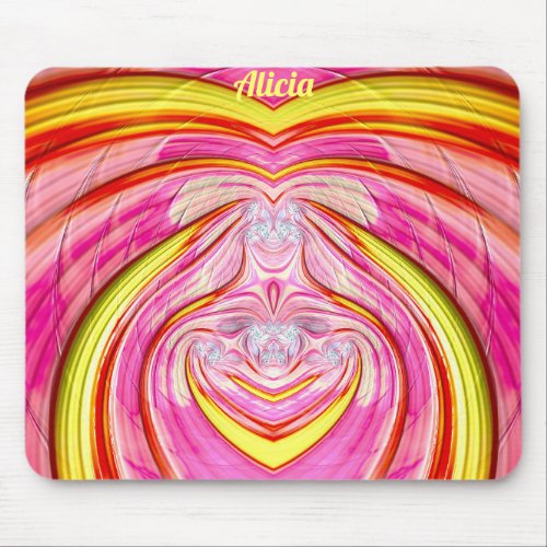 ALICIA  Zany Shades of Yellow Red and Pink  Mou Mouse Pad
