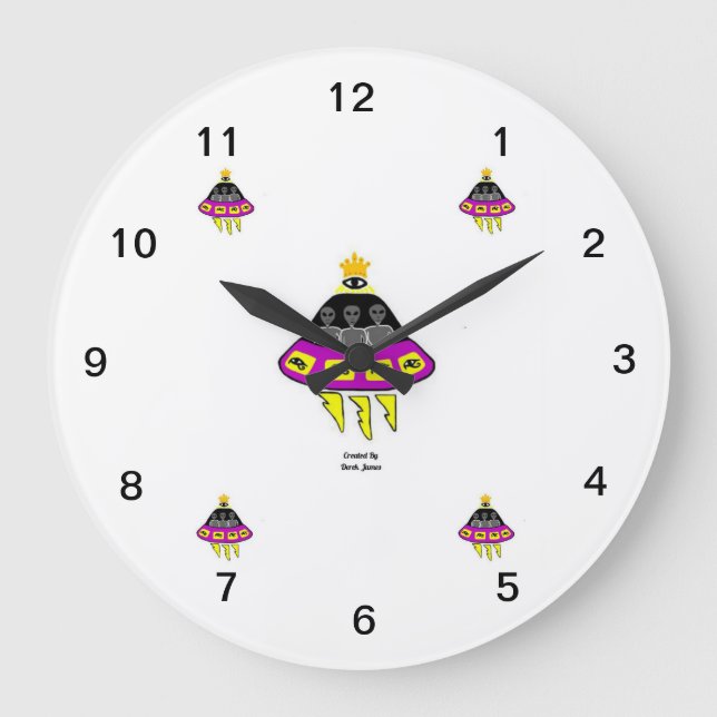 Alien Abduction Acrylic Wall Clock (Front)