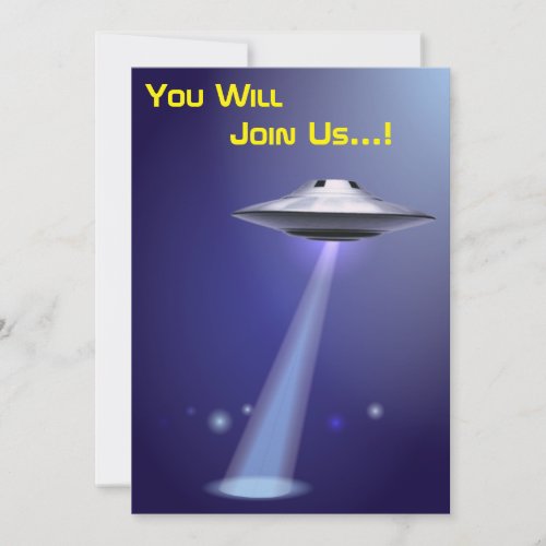 Alien Abduction Blue Beam 50th Birthday Party Invitation