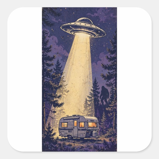 Alien Abduction Camper Sticker (Front)