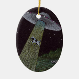 Alien Abduction Ceramic Ornament