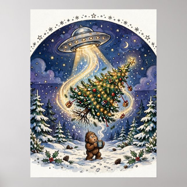 Alien Abduction Christmas Tree Poster (Front)