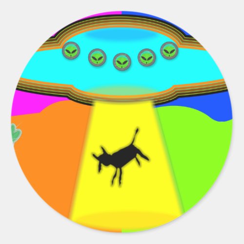 Alien Abduction Classic Round Sticker