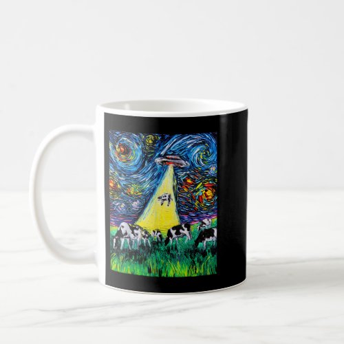 Alien Abduction Cows UFO Starry Night Funny Art by Coffee Mug