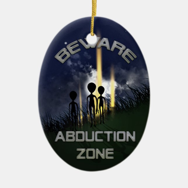 Alien Abduction Door Hanger Ceramic Ornament (Front)