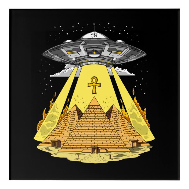 Alien Abduction Egyptian Pyramids Ancient UFO Acrylic Print (Front)