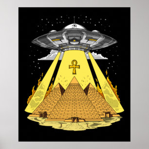 Alien Abduction Egyptian Pyramids Ancient UFO Poster