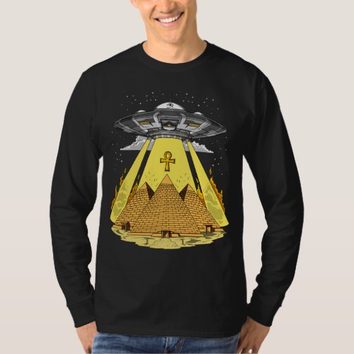 Alien Abduction Egyptian Pyramids Ancient UFO T_Shirt