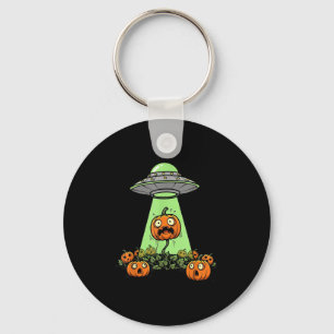 Alien Abduction Funny Pumpkin Halloween Light Ufo  Keychain