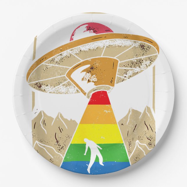 Alien Abduction Gay Pride Gaylien Lgbt  Paper Plates (Front)
