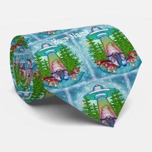 Alien abduction gnome  neck tie