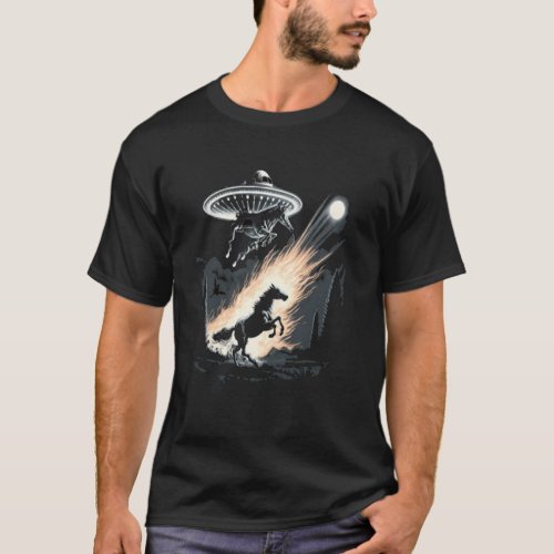 Alien Abduction Horse UFO Spaceship Extraterrestri T_Shirt