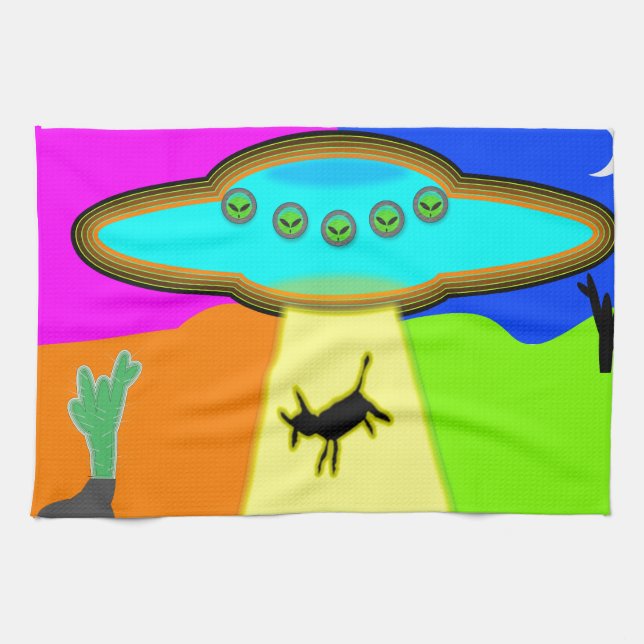 Alien Abduction Kitchen Towel (Horizontal)