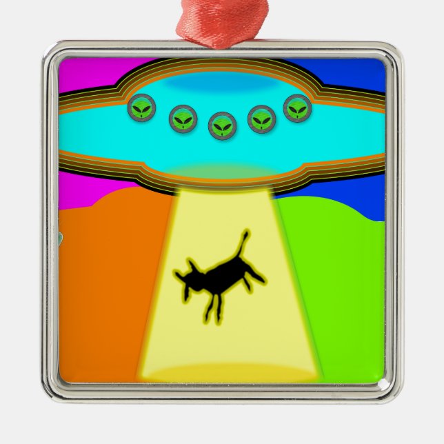 Alien Abduction Metal Ornament (Front)