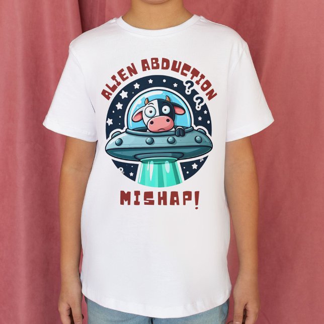 Alien Abduction Mishap Cartoon Funny Cow T-Shirt (Creator Uploaded)