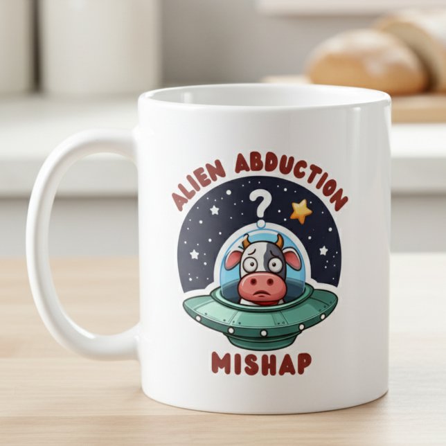Alien Abduction Mishap: Confused Cow  Coffee Mug (Creator Uploaded)