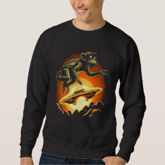 Alien Abduction Monkey Ape UFO Spaceship Extraterr Sweatshirt