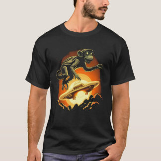Alien Abduction Monkey Ape UFO Spaceship Extraterr T-Shirt