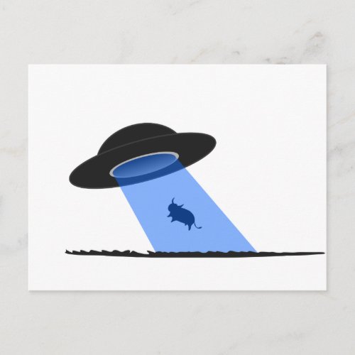 Alien Abduction of a Cow _ UFO Postcard