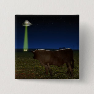 Alien Abduction of Fake Cows in the Pasture Pinback Button
