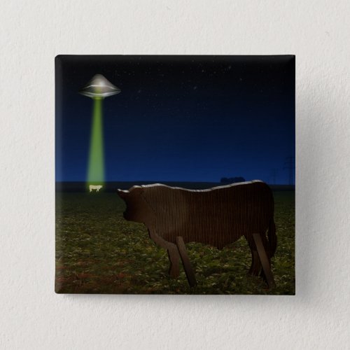 Alien Abduction of Fake Cows in the Pasture Pinback Button