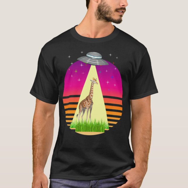 Alien Abduction Of Giraffe T-Shirt (Front)