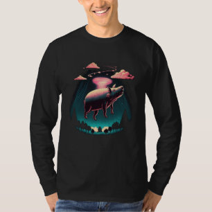 Alien Abduction Pig UFO Spaceship Extraterrestrial T-Shirt