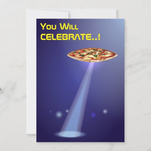 Alien Abduction Pizza Birthday Party Invitation