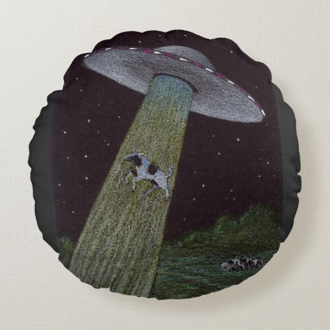 Alien Abduction Round Pillow (Front)