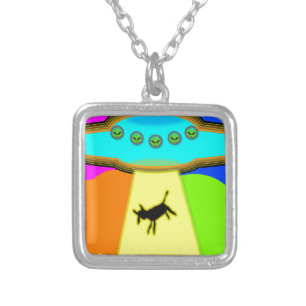 Alien Abduction Silver Plated Necklace