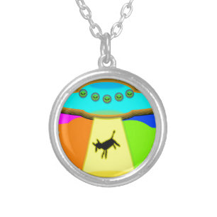 Alien Abduction Silver Plated Necklace